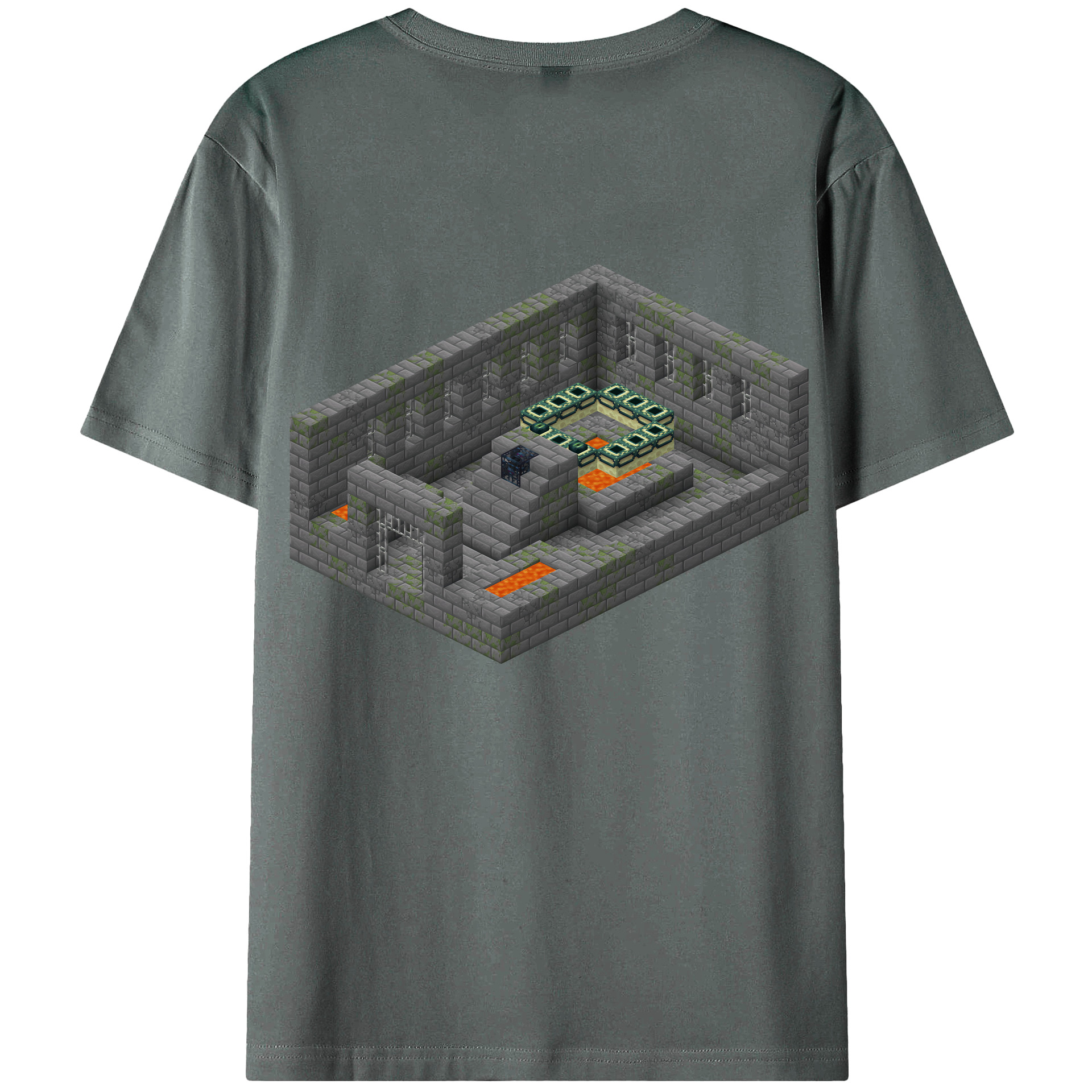 （画像用） マインクラフト ブロックの世界 Minecraft MC Block world 綿100％ メンズ半袖Tシャツ（バックプリント） 通気性